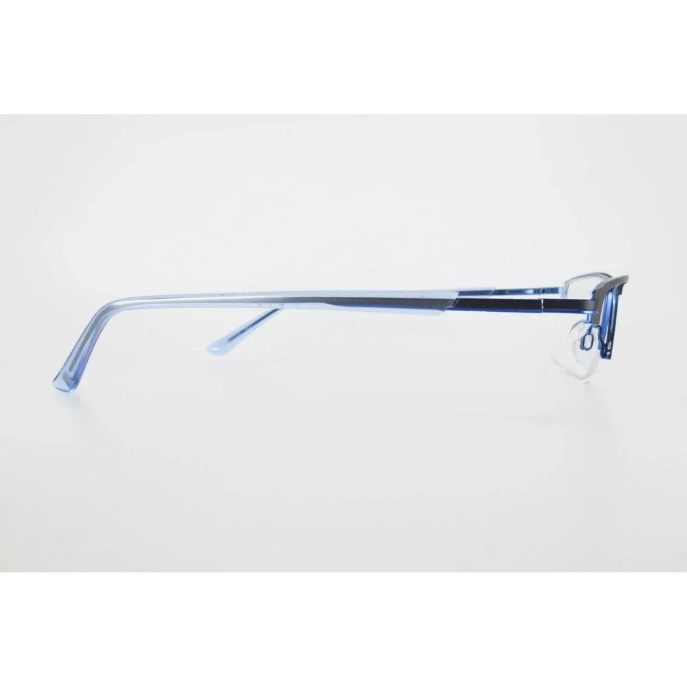 Shaquille O'Neal Signature 144 Z Blue Black Semi-Rimless Eyeglasses 56-18-145